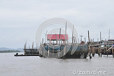 Bang Chan, in Chantaburiâ€™s kh Lung District, is a fishing village built on the water Editorial Stock Photo